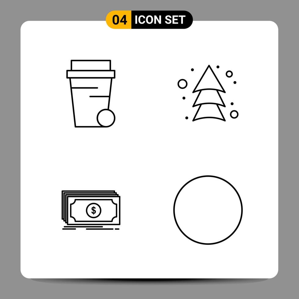 4 Black Icon Pack Outline Symbols Signs for Responsive designs on white background 4 Icons Set Creative Black Icon vector background