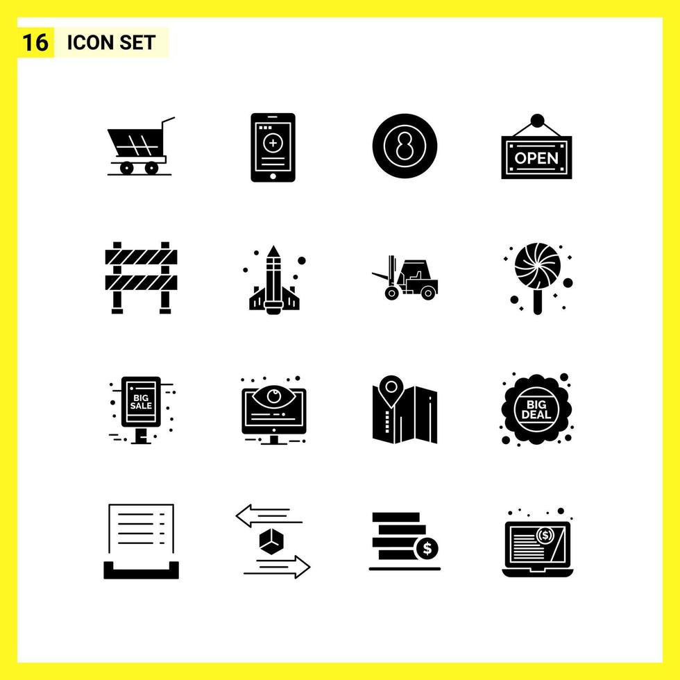16 Icon Set Simple Solid Symbols Glyph Sign on White Background for Website Design Mobile Applications and Print Media Creative Black Icon vector background