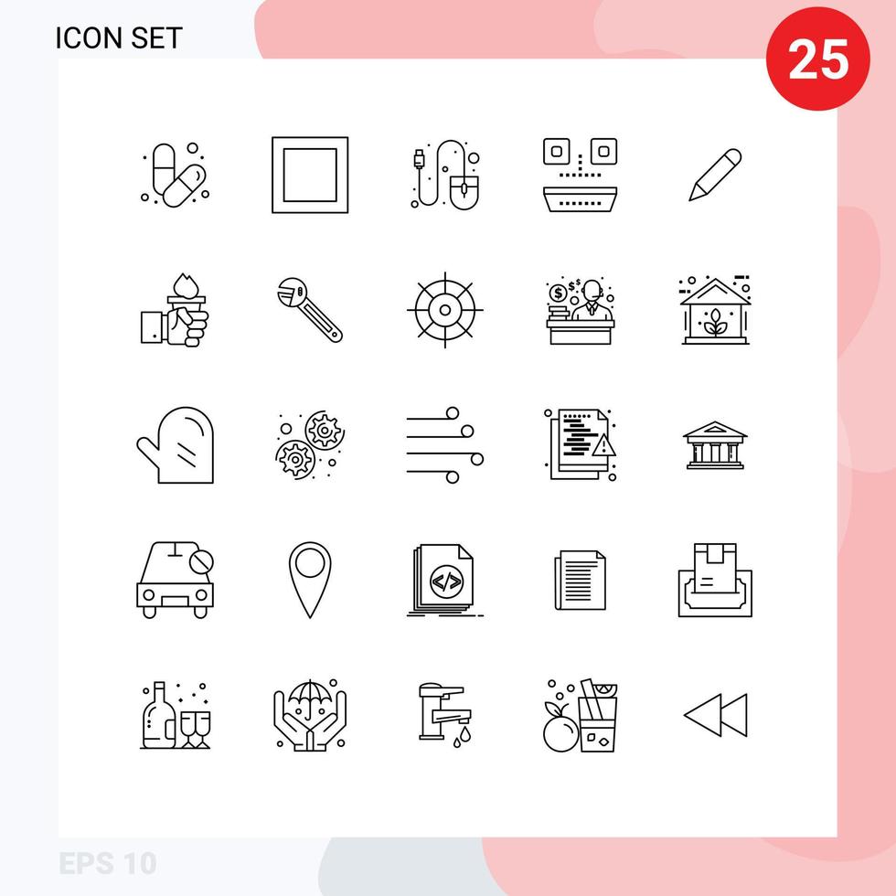 25 Line concept for Websites Mobile and Apps school pencil hardware japanese food food Editable Vector Design Elements