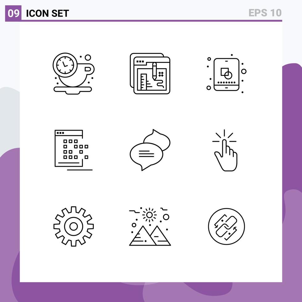 9 Outline concept for Websites Mobile and Apps record network file app creative Editable Vector Design Elements