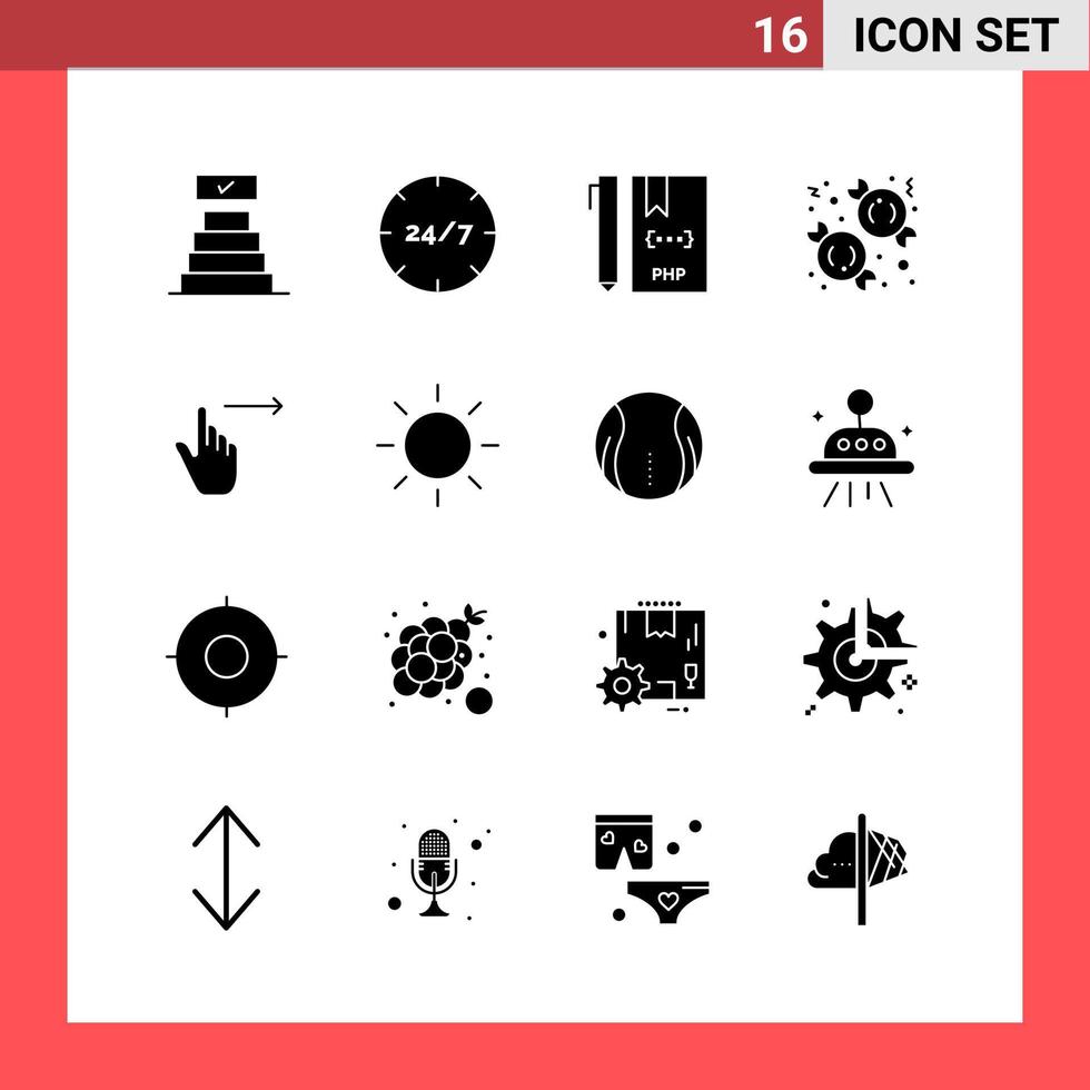 paquete de 16 iconos símbolos de glifo de estilo sólido sobre fondo blanco signos simples para el diseño general fondo de vector de icono negro creativo