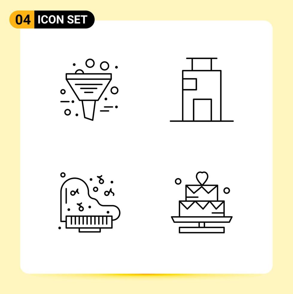 4 Universal Filledline Flat Colors Set for Web and Mobile Applications business office management building instrument Editable Vector Design Elements