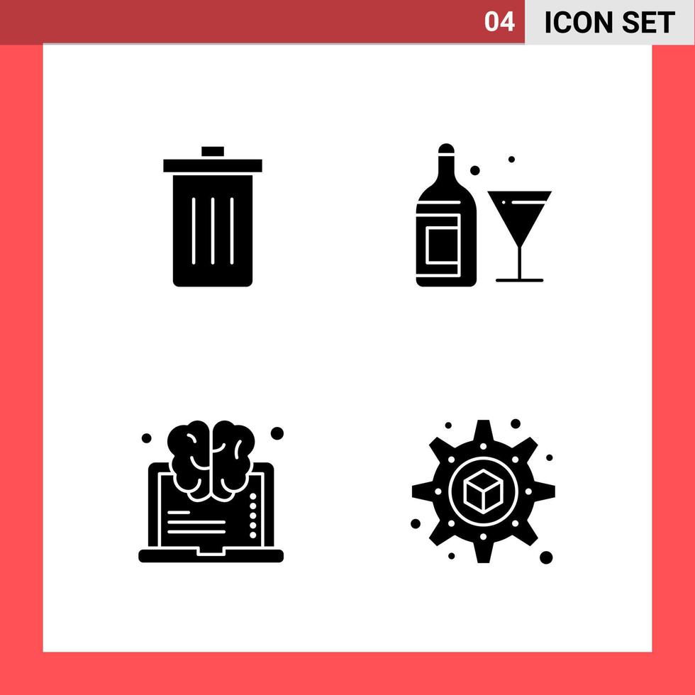 paquete de 4 iconos símbolos de glifo de estilo sólido sobre fondo blanco signos simples para el diseño general fondo de vector de icono negro creativo