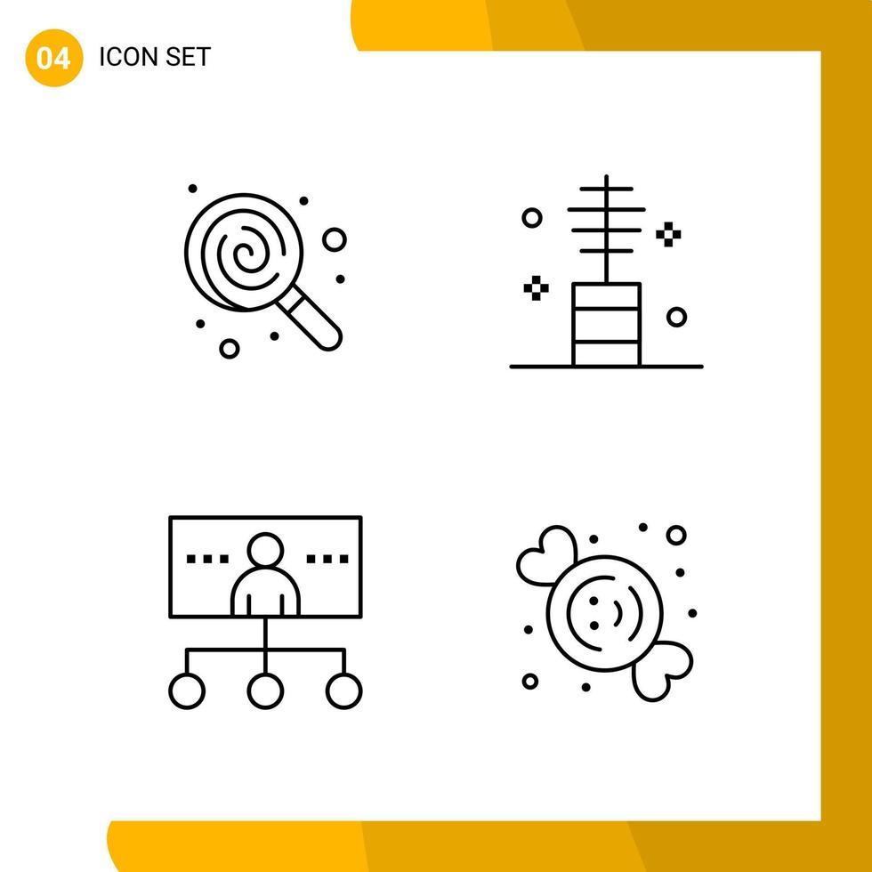 4 Icon Set Line Style Icon Pack Outline Symbols isolated on White Backgound for Responsive Website Designing Creative Black Icon vector background