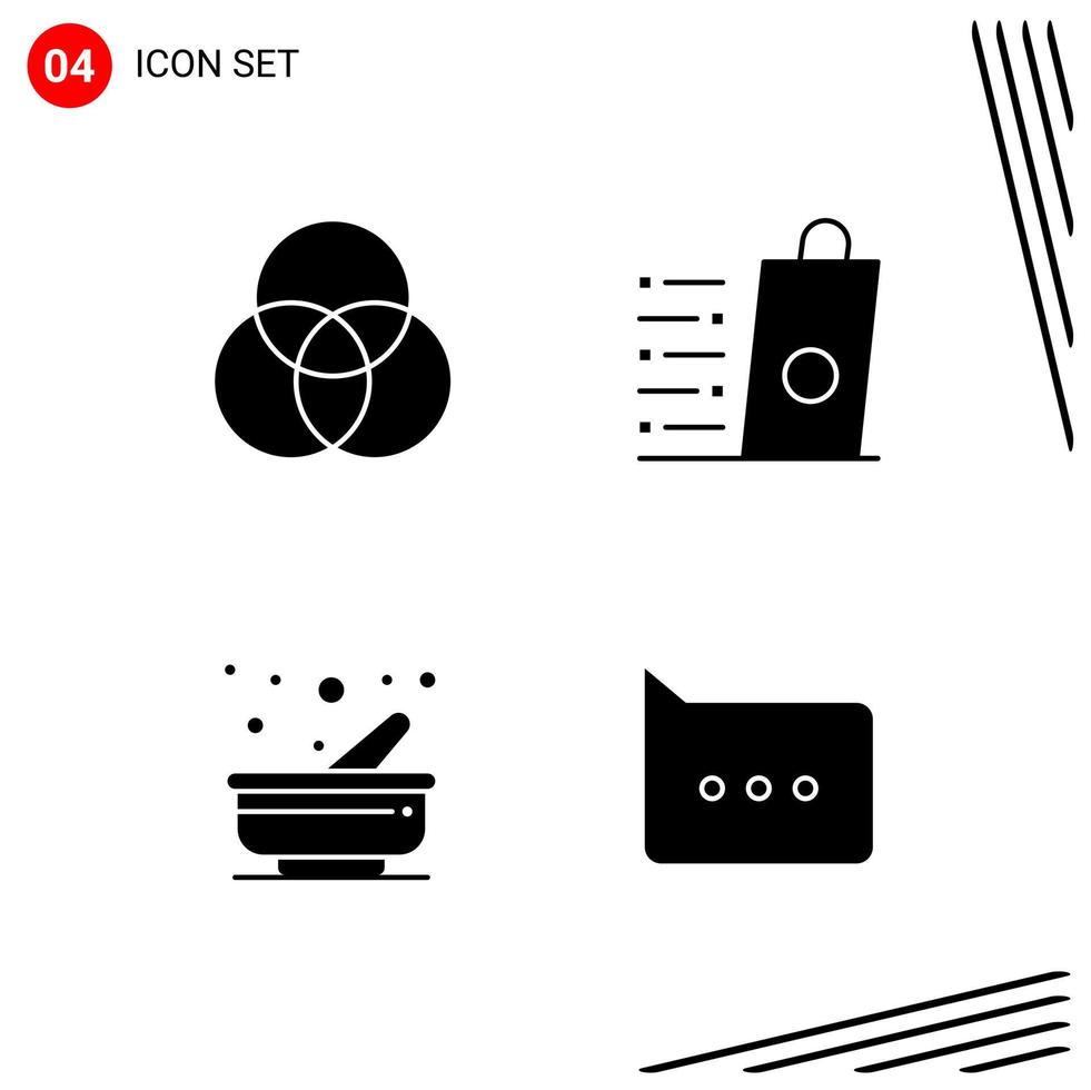 Collection of 4 Vector Icons in solid style Pixle Perfect Glyph Symbols for Web and Mobile Solid Icon Signs on White Background 4 Icons Creative Black Icon vector background