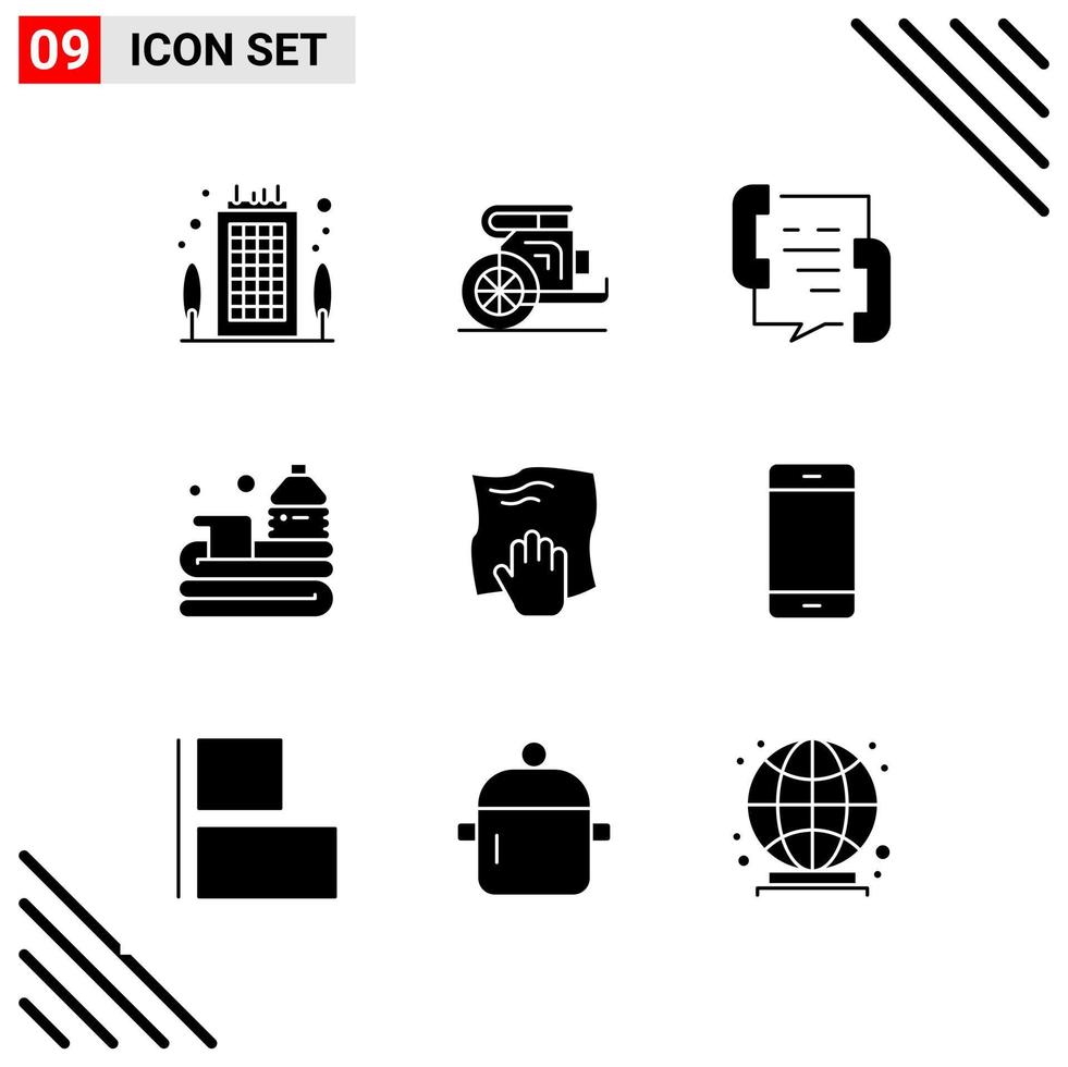 Pixle Perfect Set of 9 Solid Icons Glyph Icon Set for Webite Designing and Mobile Applications Interface Creative Black Icon vector background