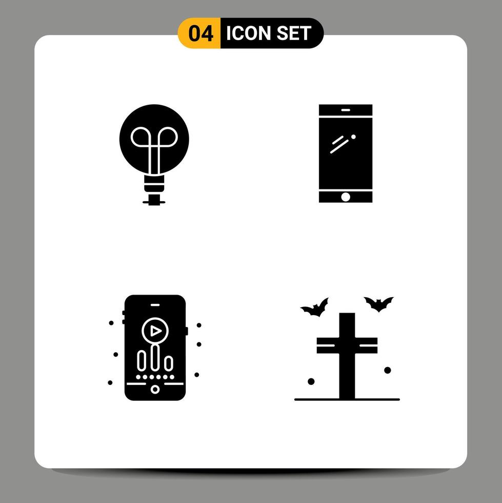 4 Creative Icons Modern Signs and Symbols of bulb hobbies phone huawei bats Editable Vector Design Elements