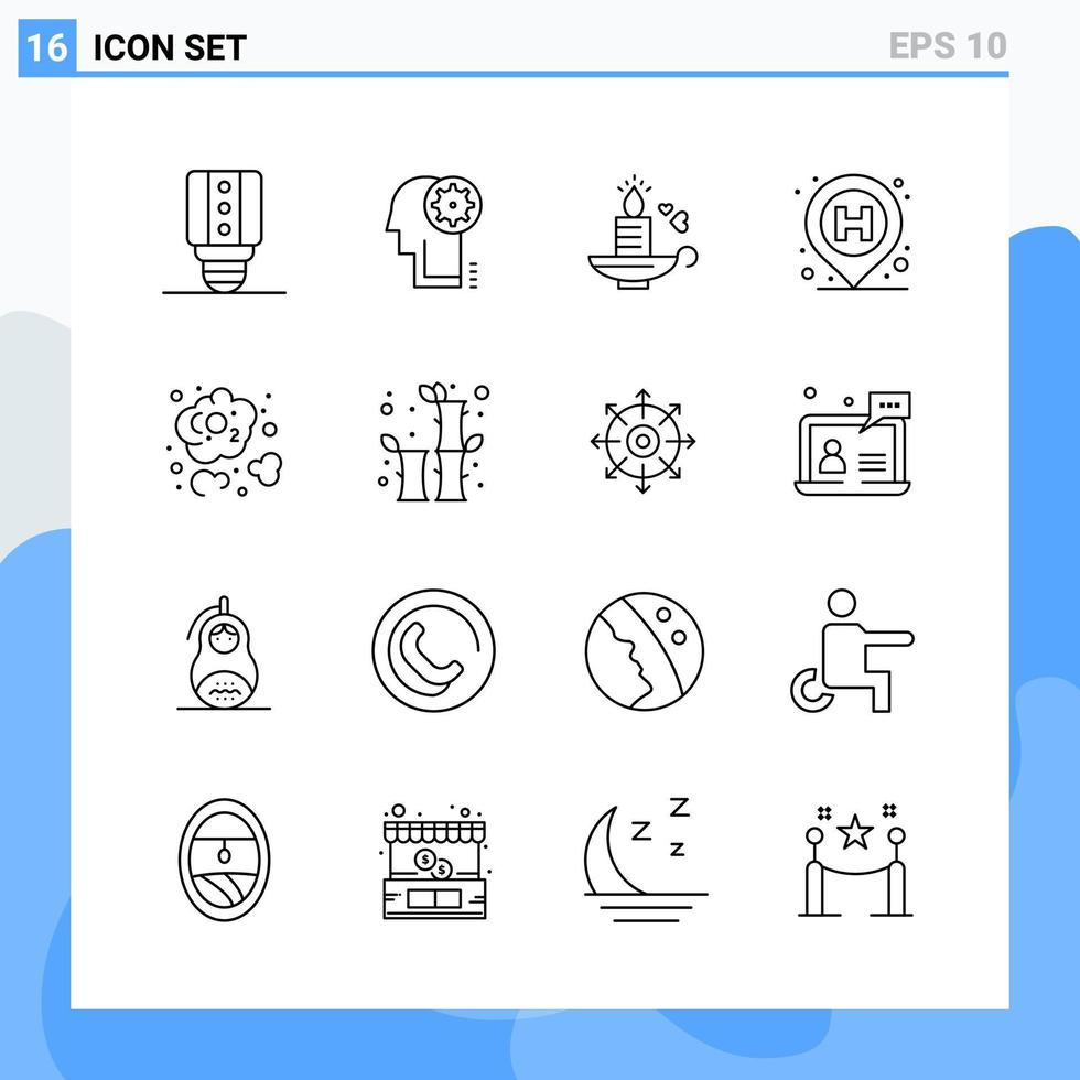 iconos de estilo moderno de 16 líneas delinean símbolos para uso general signo de icono de línea creativa aislado en fondo blanco paquete de 16 iconos fondo de vector de icono negro creativo