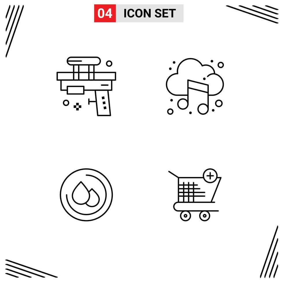 Set of 4 Modern UI Icons Symbols Signs for fun medical toy cloud blood Editable Vector Design Elements