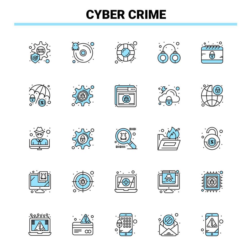 25 Cyber Crime Black and Blue icon Set Creative Icon Design and logo template Creative Black Icon vector background