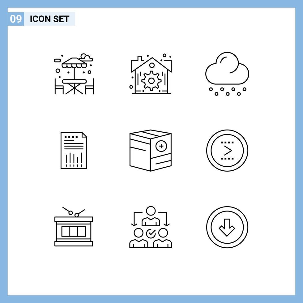 Outline Pack of 9 Universal Symbols of box report weather paper financial Editable Vector Design Elements