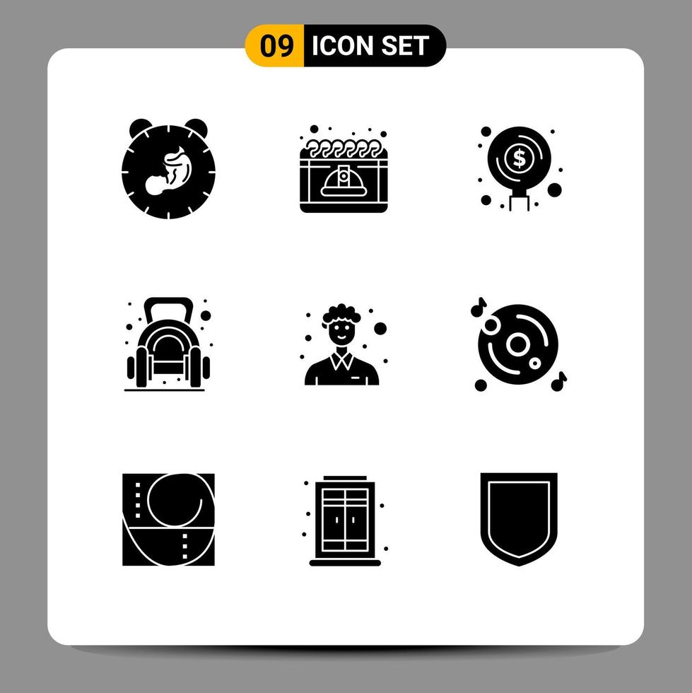9 Solid Glyph concept for Websites Mobile and Apps weight exercise may money funds Editable Vector Design Elements