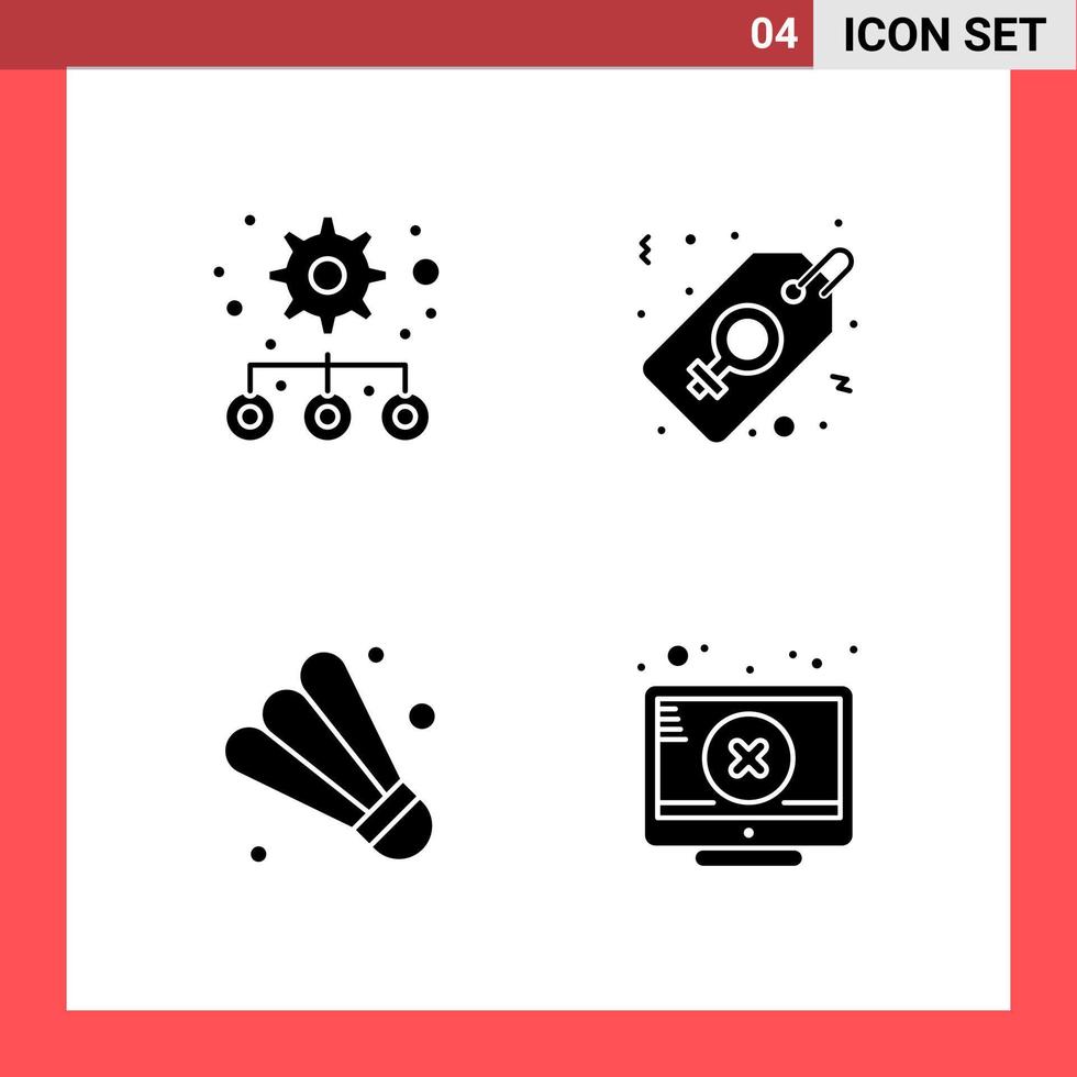 paquete de 4 iconos símbolos de glifo de estilo sólido sobre fondo blanco signos simples para el diseño general fondo de vector de icono negro creativo