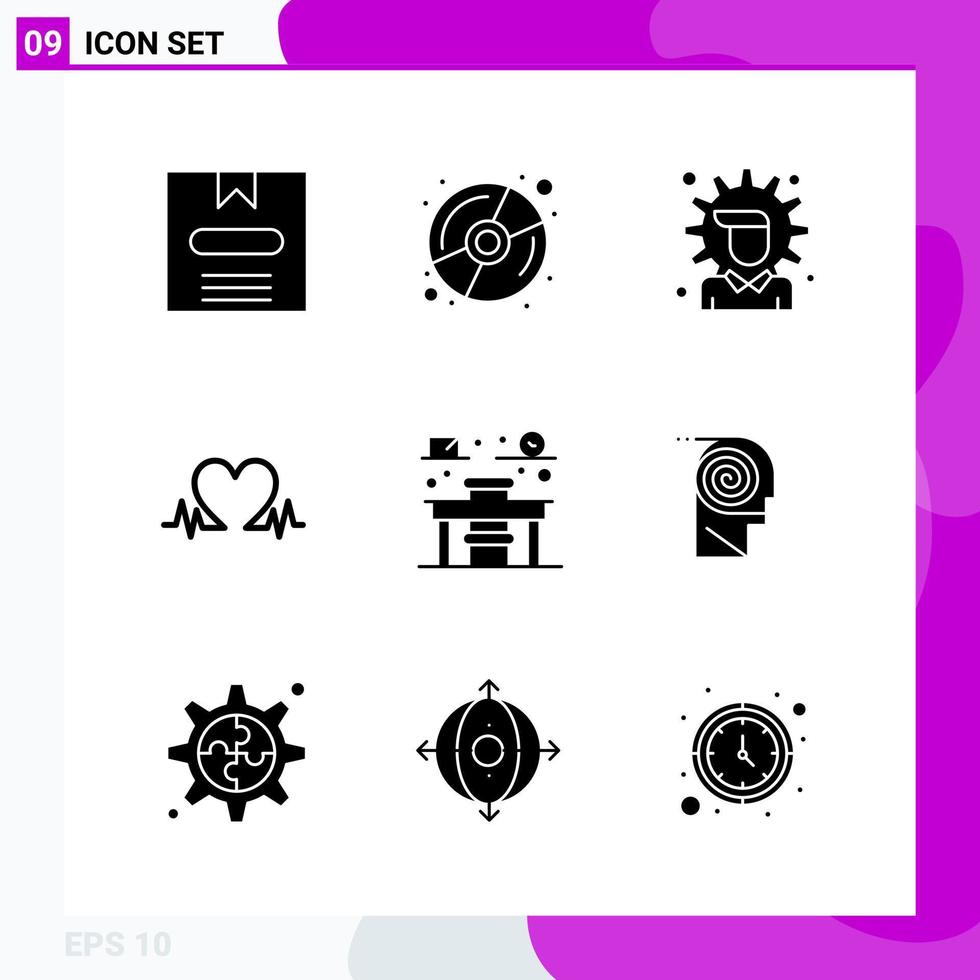 Solid Icon set Pack of 9 Glyph Icons isolated on White Background for Web Print and Mobile Creative Black Icon vector background