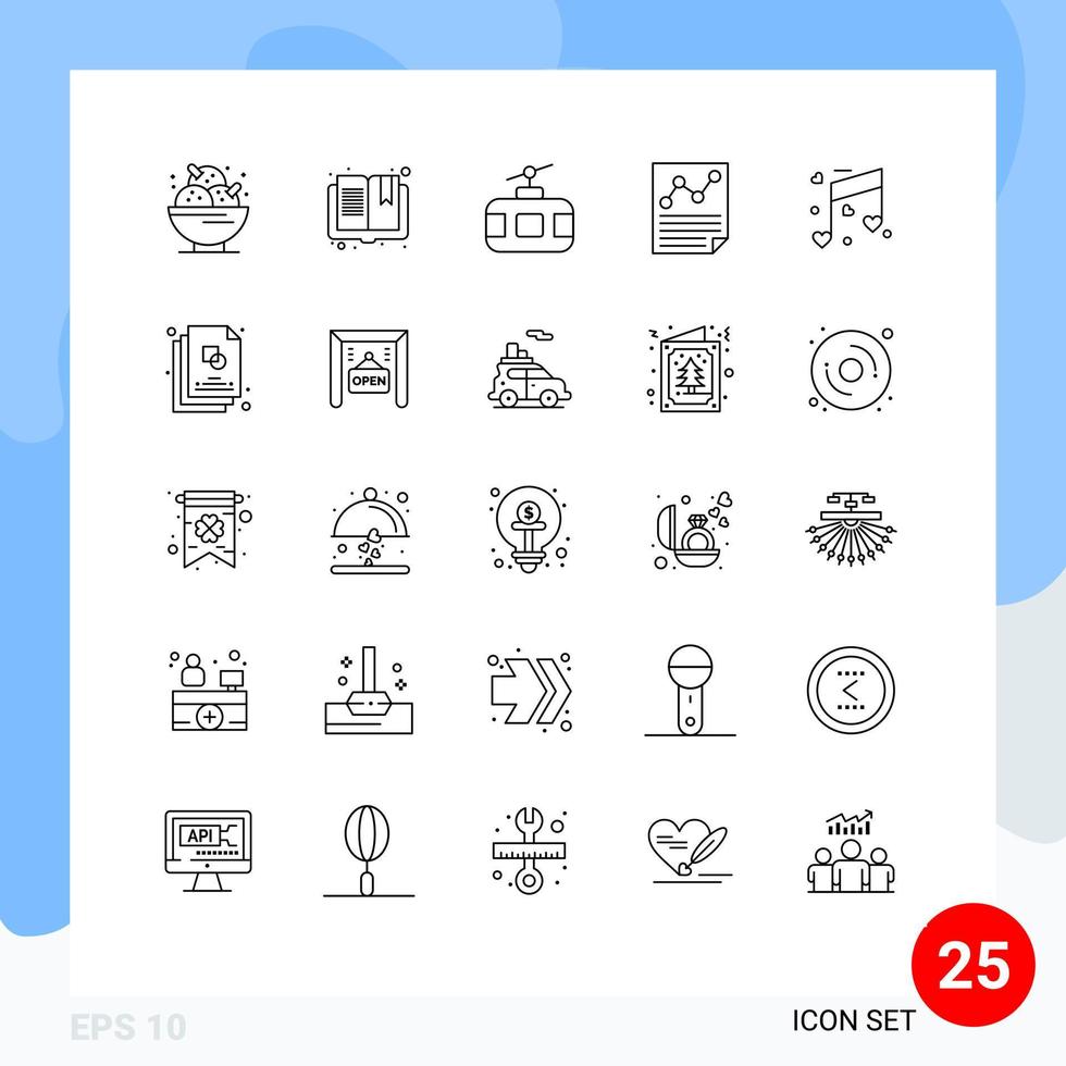 Group of 25 Lines Signs and Symbols for page document reading data tourism Editable Vector Design Elements