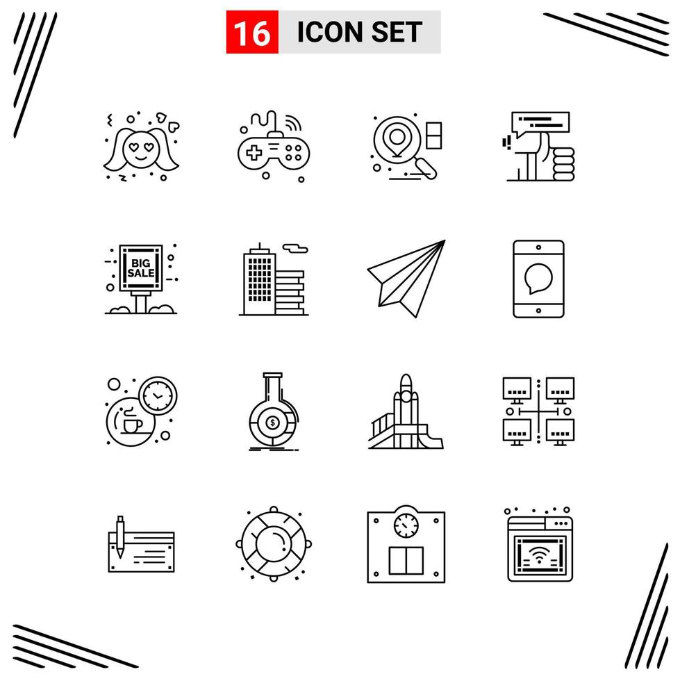 16 Icons Line Style Grid Based Creative Outline Symbols for Website Design Simple Line Icon Signs Isolated on White Background 16 Icon Set Creative Black Icon vector background