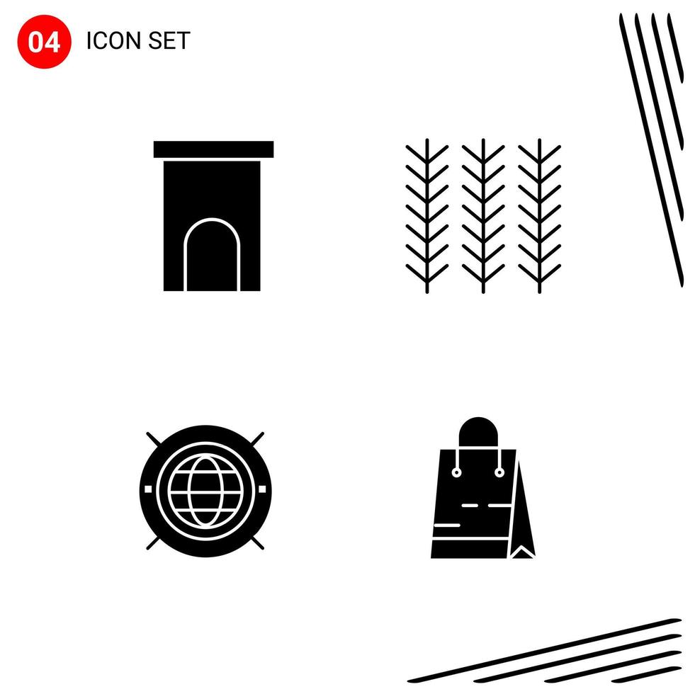 Collection of 4 Vector Icons in solid style Pixle Perfect Glyph Symbols for Web and Mobile Solid Icon Signs on White Background 4 Icons Creative Black Icon vector background