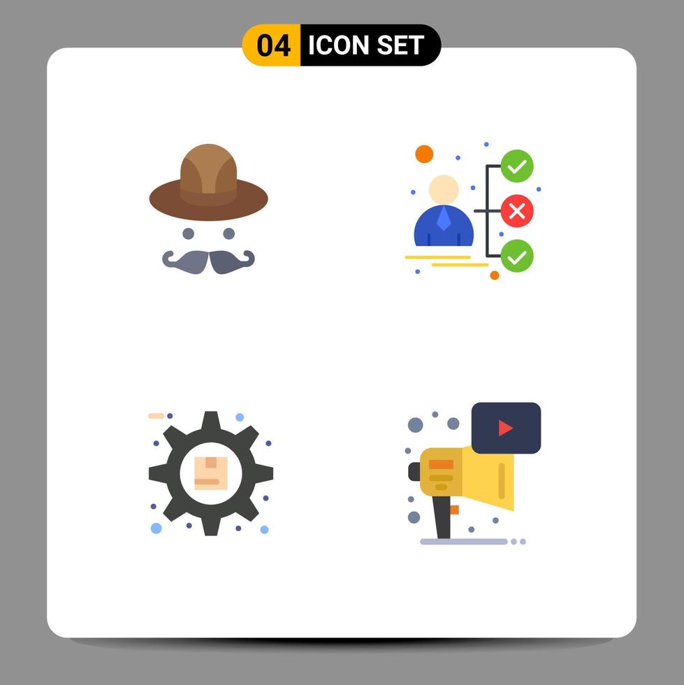 4 Universal Flat Icons Set for Web and Mobile Applications cap options briefcase candidate product Editable Vector Design Elements