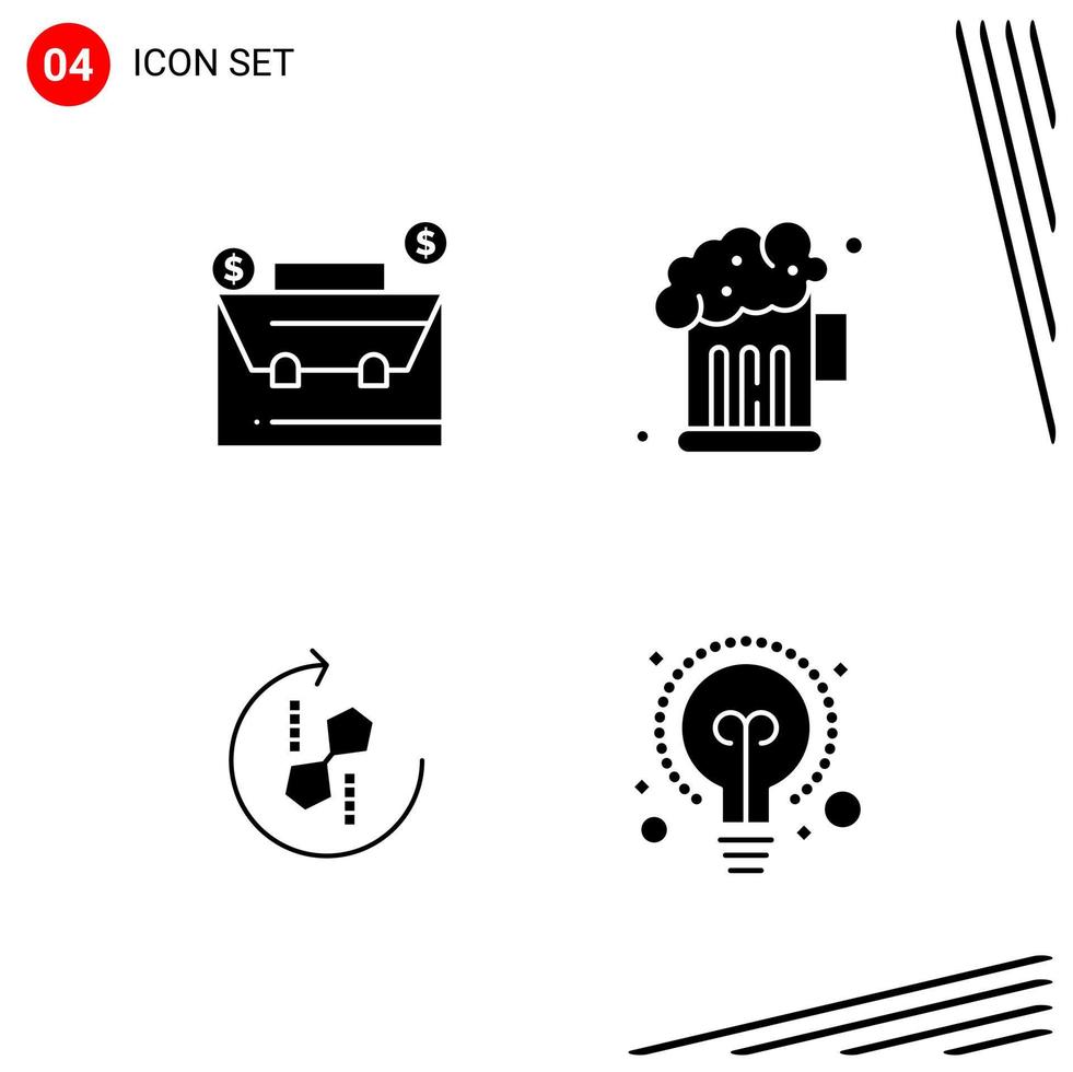 Collection of 4 Vector Icons in solid style Pixle Perfect Glyph Symbols for Web and Mobile Solid Icon Signs on White Background 4 Icons Creative Black Icon vector background