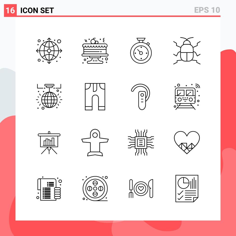 Collection of 16 Vector Icons in Line style Modern Outline Symbols for Web and Mobile Line Icon Sign Isolated on White Background 16 Icons Creative Black Icon vector background