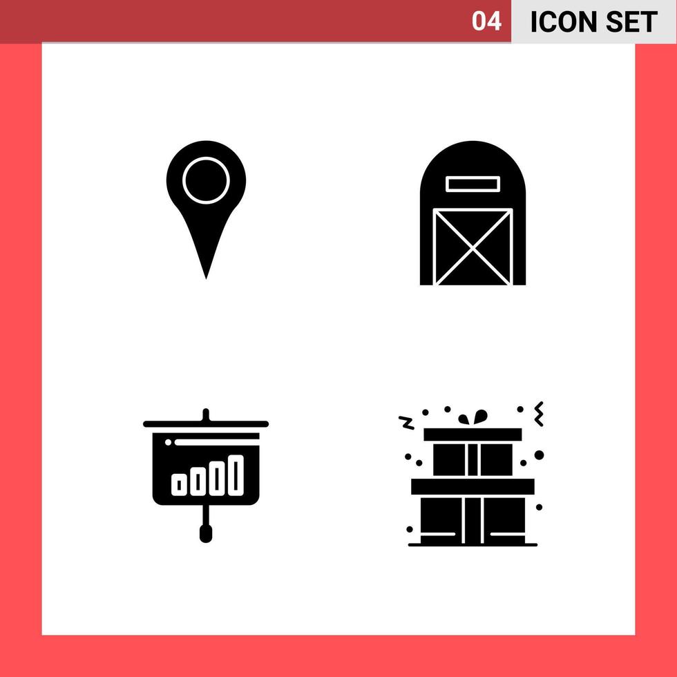 paquete de 4 iconos símbolos de glifo de estilo sólido sobre fondo blanco signos simples para el diseño general fondo de vector de icono negro creativo