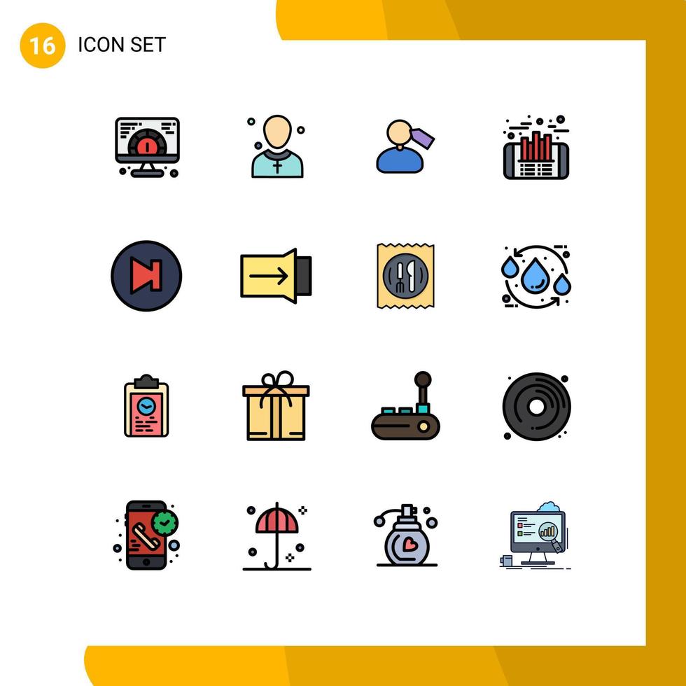 Modern Set of 16 Flat Color Filled Lines Pictograph of arrow profit preacher investment work Editable Creative Vector Design Elements