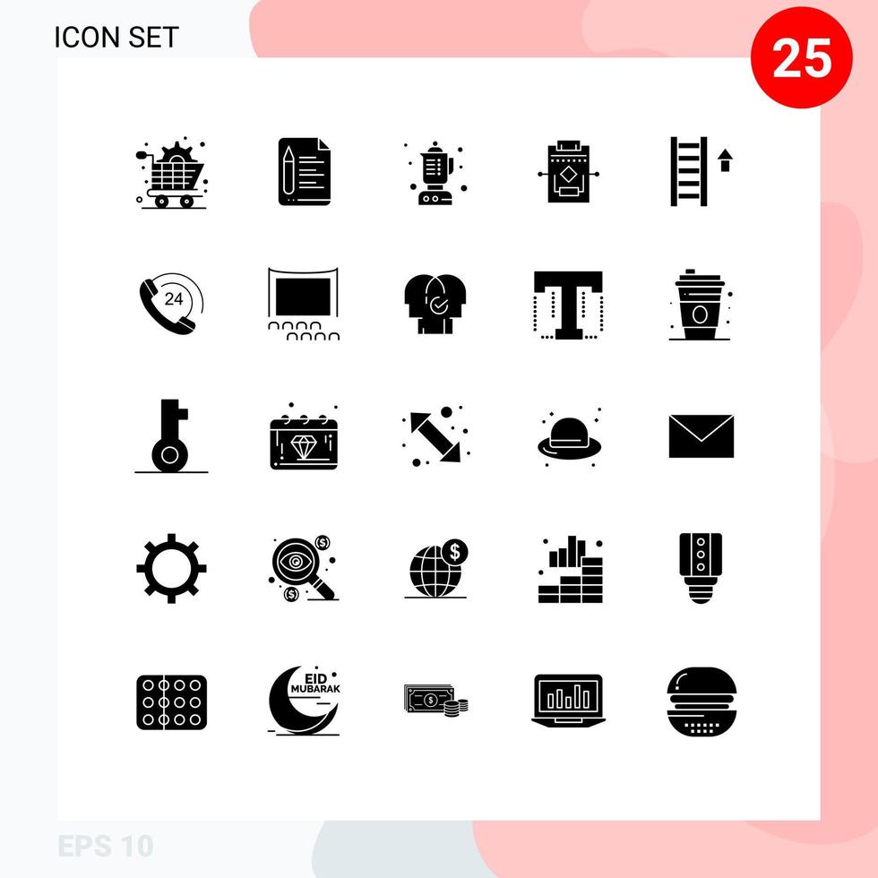 Modern Set of 25 Solid Glyphs Pictograph of staircase ladder blender settings network Editable Vector Design Elements