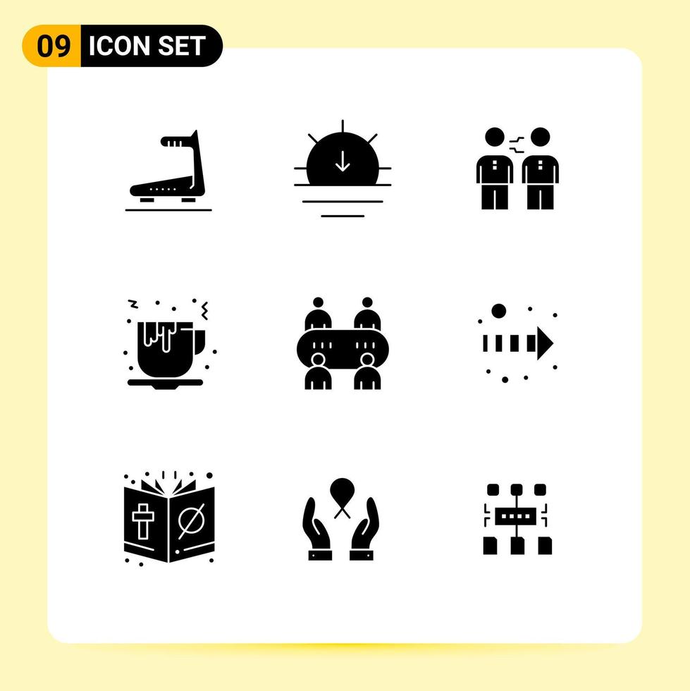 9 Creative Icons Modern Signs and Symbols of fast food coffee partnership partners deal Editable Vector Design Elements