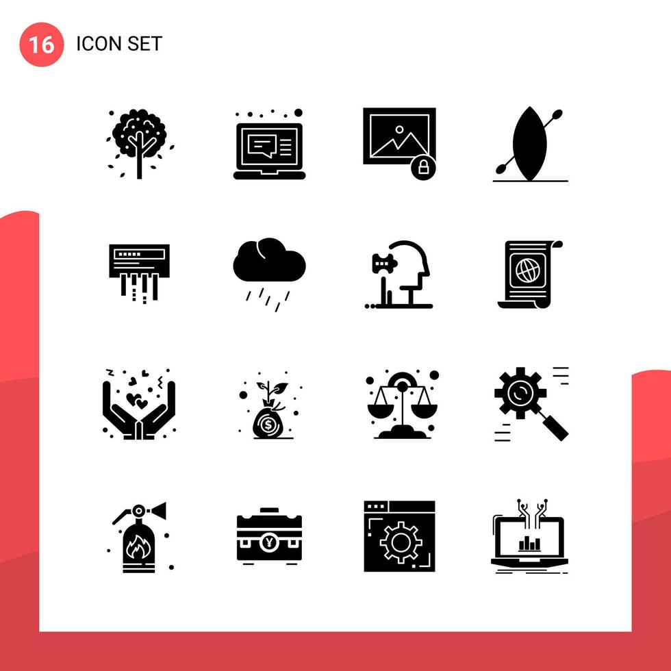 Pack of 16 Universal Glyph Icons for Print Media on White Background Creative Black Icon vector background