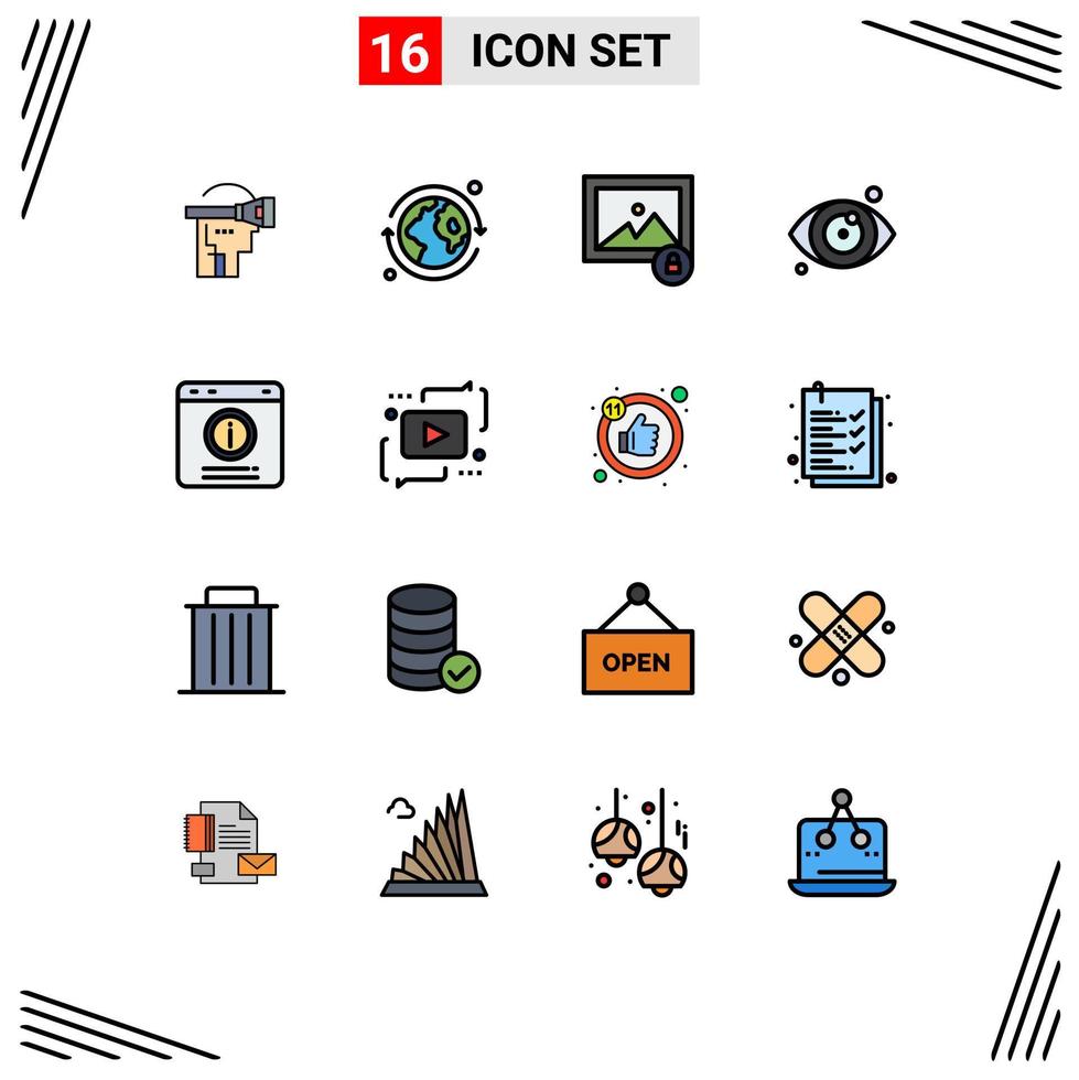 Universal Icon Symbols Group of 16 Modern Flat Color Filled Lines of support chat alert lock chat eye test Editable Creative Vector Design Elements