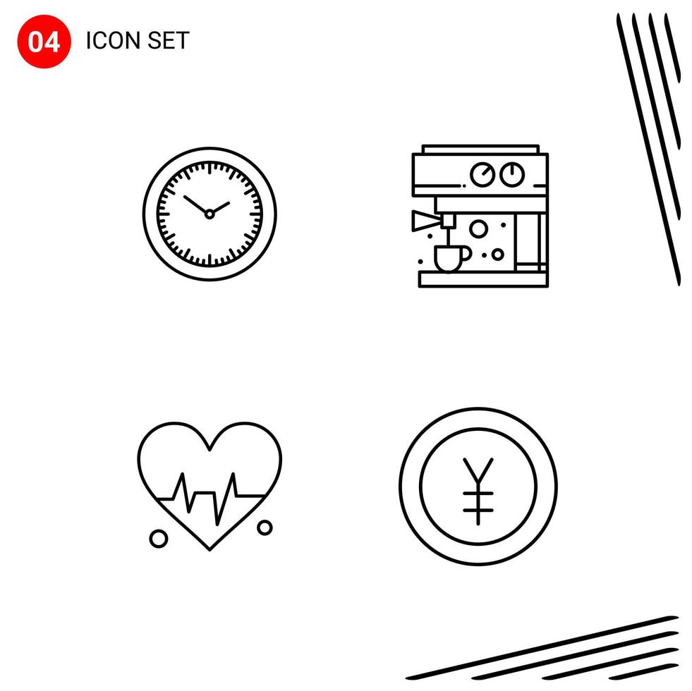 Collection of 4 Vector Icons in Line style Pixle Perfect Outline Symbols for Web and Mobile Line Icon Signs on White Background 4 Icons Creative Black Icon vector background