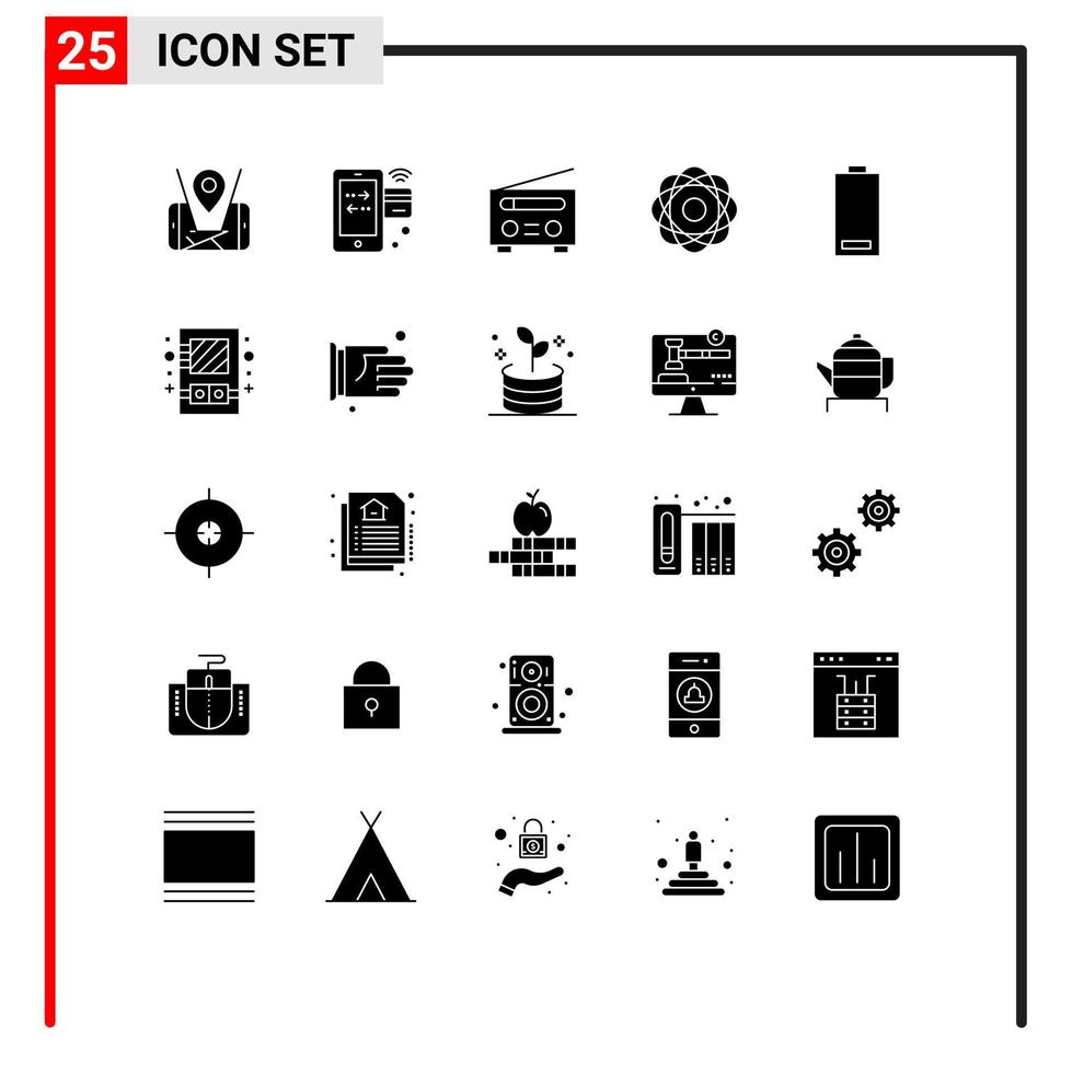 Universal Icon Symbols Group of 25 Modern Solid Glyphs of physics molecule wifi molecular user Editable Vector Design Elements