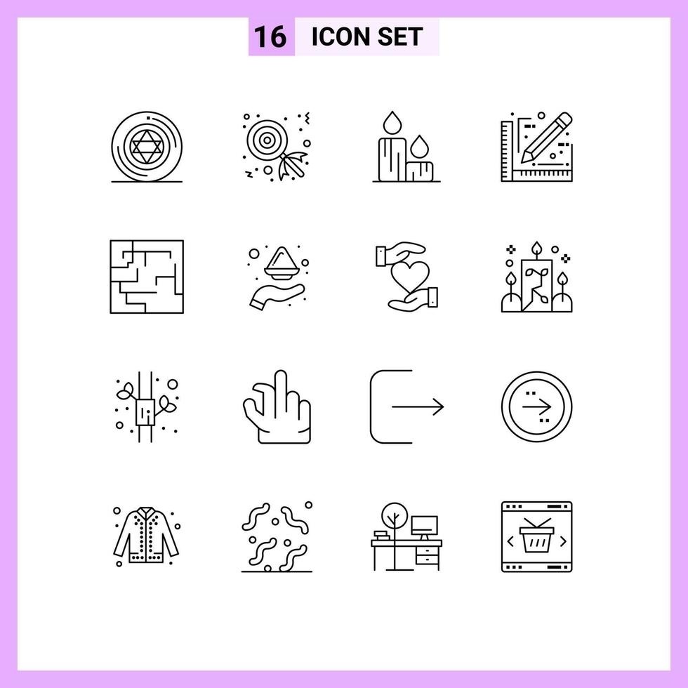 16 Thematic Vector Outlines and Editable Symbols of maze labyrinth fire sketch design Editable Vector Design Elements