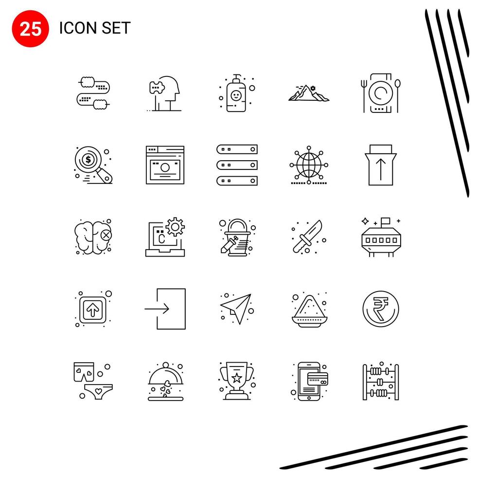 25 Creative Icons Modern Signs and Symbols of cafe nature baby lotion hill mountain Editable Vector Design Elements