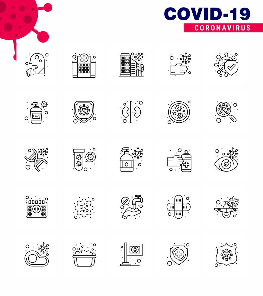 25 Coronavirus Emergency Iconset Blue Design such as dirty virus medical safety disease viral coronavirus 2019nov disease Vector Design Elements