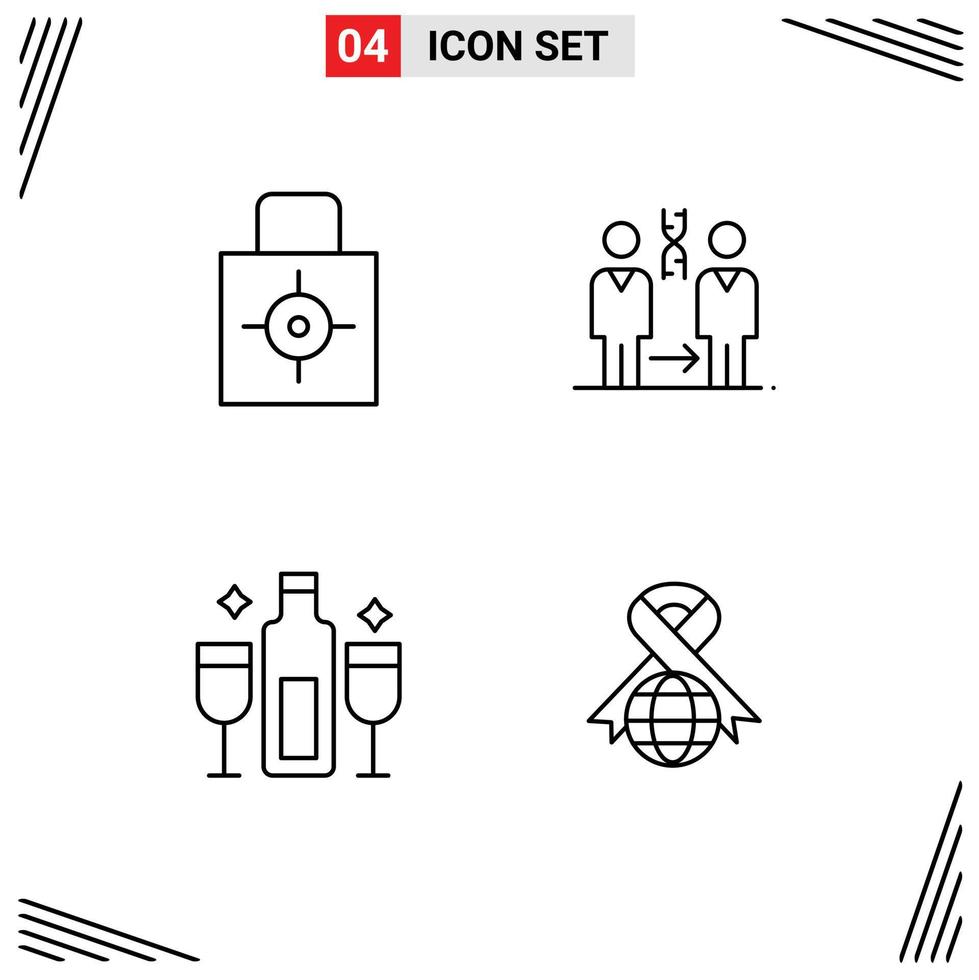 4 Creative Icons Modern Signs and Symbols of key health security cloning alcoholic Editable Vector Design Elements