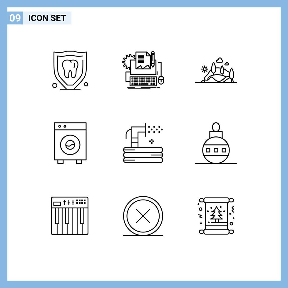 9 Creative Icons Modern Signs and Symbols of equipment big keyboard automation mountain Editable Vector Design Elements