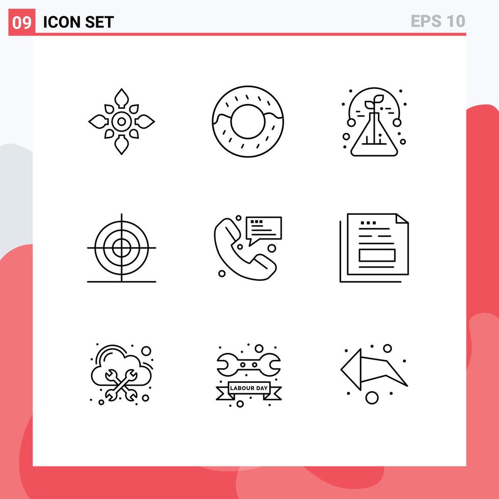 Set of 9 Vector Outlines on Grid for contact shape plant math design Editable Vector Design Elements