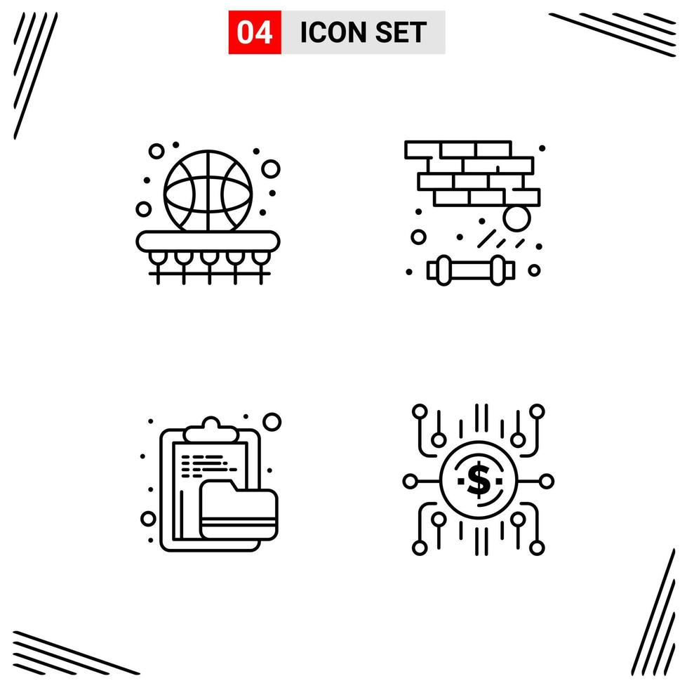 4 Icons Line Style Grid Based Creative Outline Symbols for Website Design Simple Line Icon Signs Isolated on White Background 4 Icon Set Creative Black Icon vector background