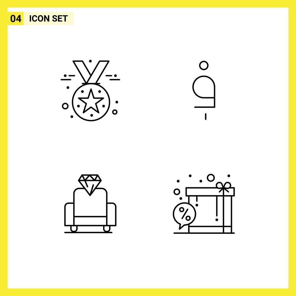 Pictogram Set of 4 Simple Filledline Flat Colors of award film medal afghanistan box Editable Vector Design Elements
