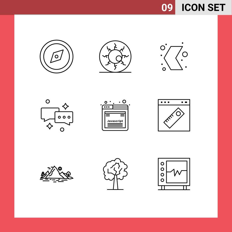 9 Universal Outlines Set for Web and Mobile Applications design mail arrow chatting pointer Editable Vector Design Elements