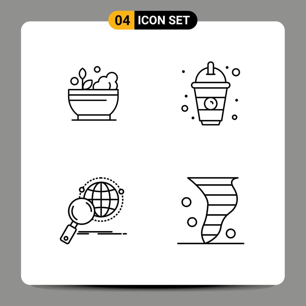 4 Creative Icons Modern Signs and Symbols of hospital globe soup food research Editable Vector Design Elements