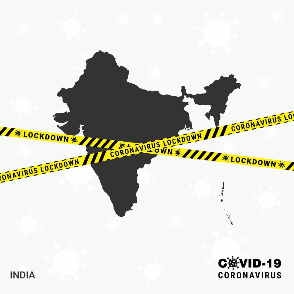 plantilla de bloqueo del mapa del país de la india para la pandemia de coronavirus para detener la transmisión del virus plantilla de concientización covid 19 vector