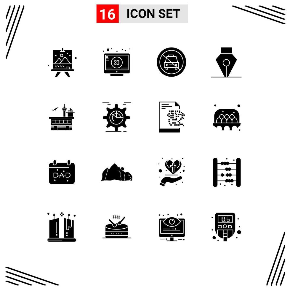 16 Creative Icons Modern Signs and Symbols of conveyance tool car pen slash Editable Vector Design Elements