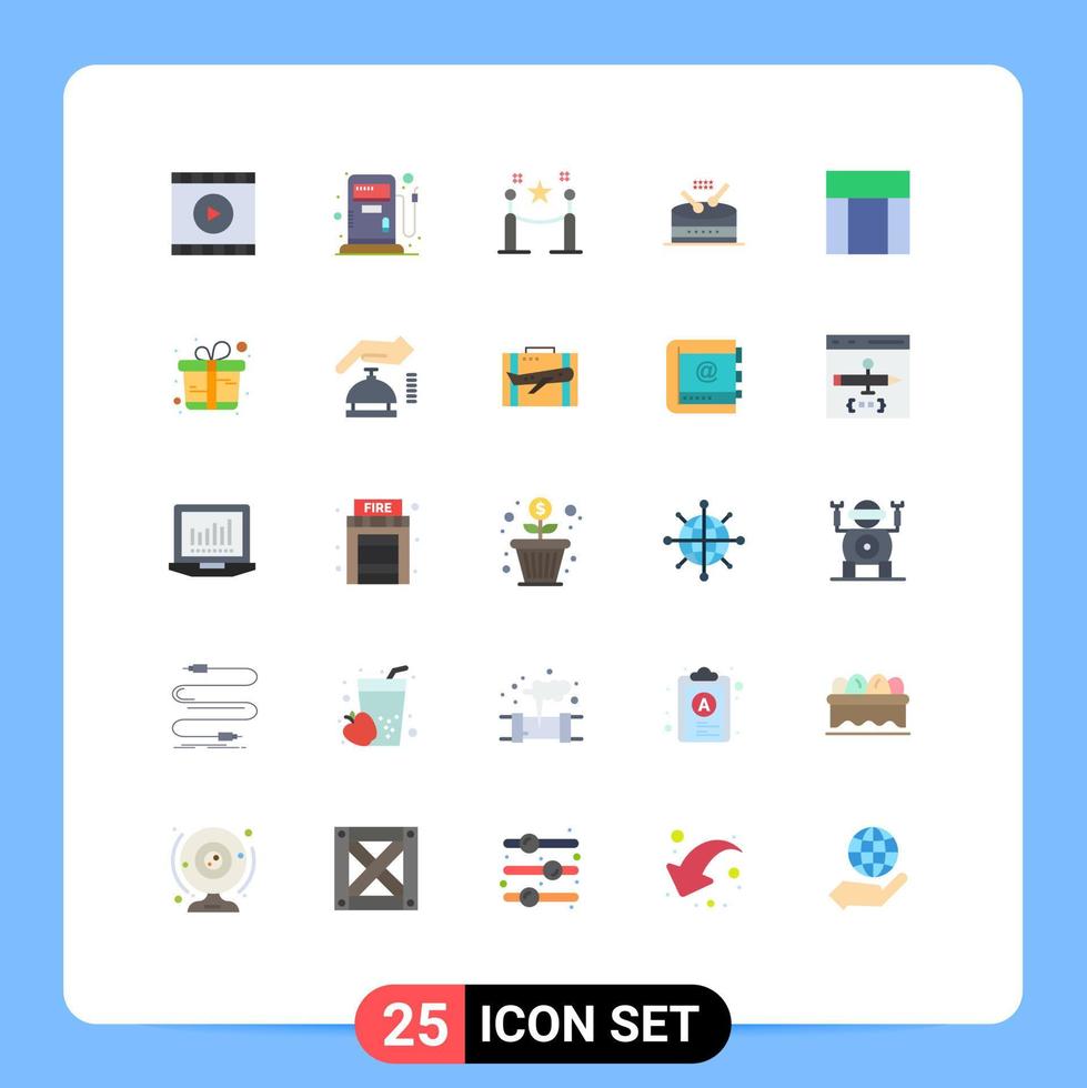 paquete de 25 signos y símbolos modernos de colores planos para medios de impresión web, como elementos de diseño de vectores editables del instrumento de desfile de vallas de diseño de sitios web