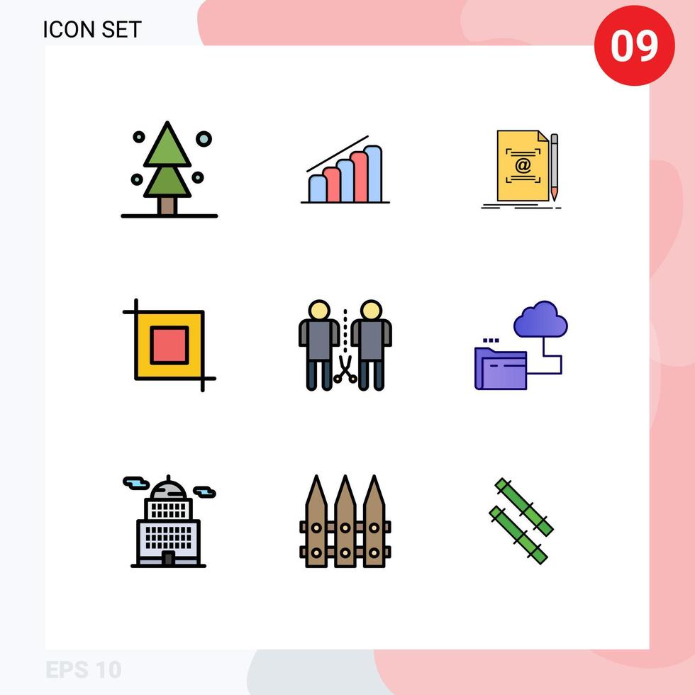 Pack of 9 Modern Filledline Flat Colors Signs and Symbols for Web Print Media such as knowledge transform note tool create Editable Vector Design Elements