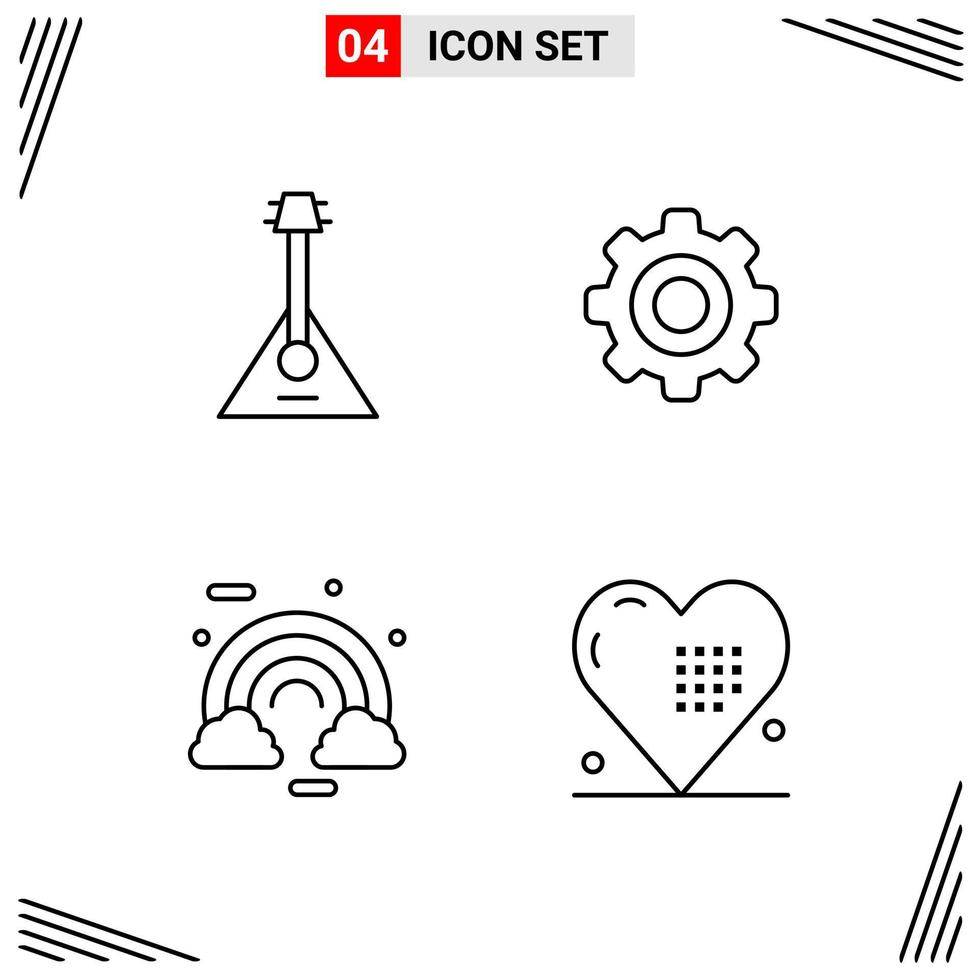 4 Icons Line Style Grid Based Creative Outline Symbols for Website Design Simple Line Icon Signs Isolated on White Background 4 Icon Set Creative Black Icon vector background
