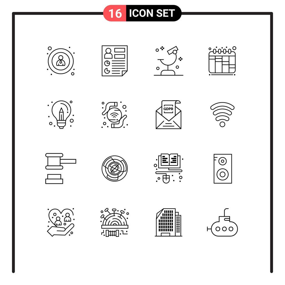 Stock Vector Icon Pack of 16 Line Signs and Symbols for business workflow biology planning science Editable Vector Design Elements