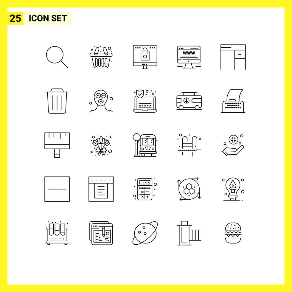 25 Thematic Vector Lines and Editable Symbols of furniture web advert computer board advert Editable Vector Design Elements