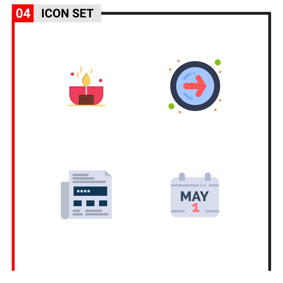 Set of 4 Modern UI Icons Symbols Signs for candle ad lighter next headline Editable Vector Design Elements